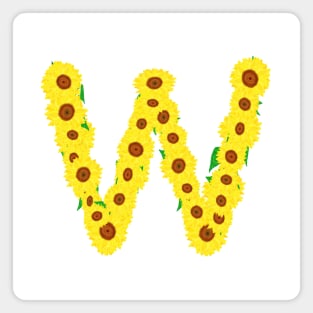 Sunflowers Initial Letter W (White Background) Magnet